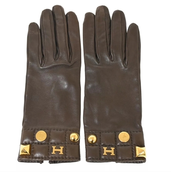 Hermes Accessories - HERMES H Logo Leather Gloves!